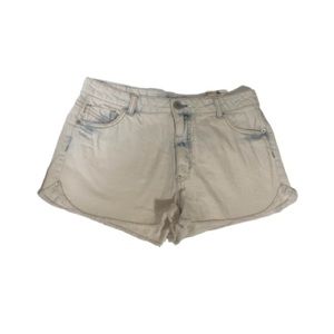 White Faded Denim Shorts